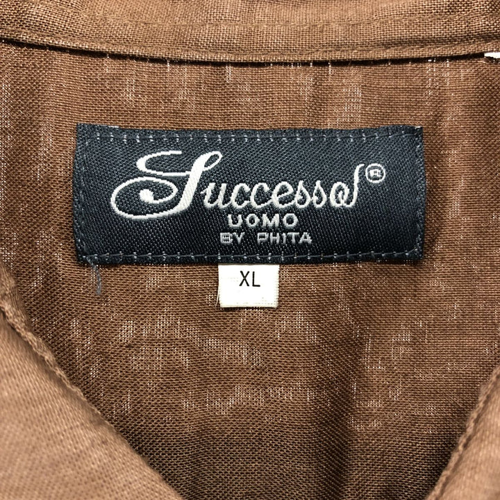 00'S PHITA SUCCESSO UOMO Short Sleeve Mexican Shirt Cuban Shirt Box Shirt Men's XL Size unclear brown type Vintage Second Hand