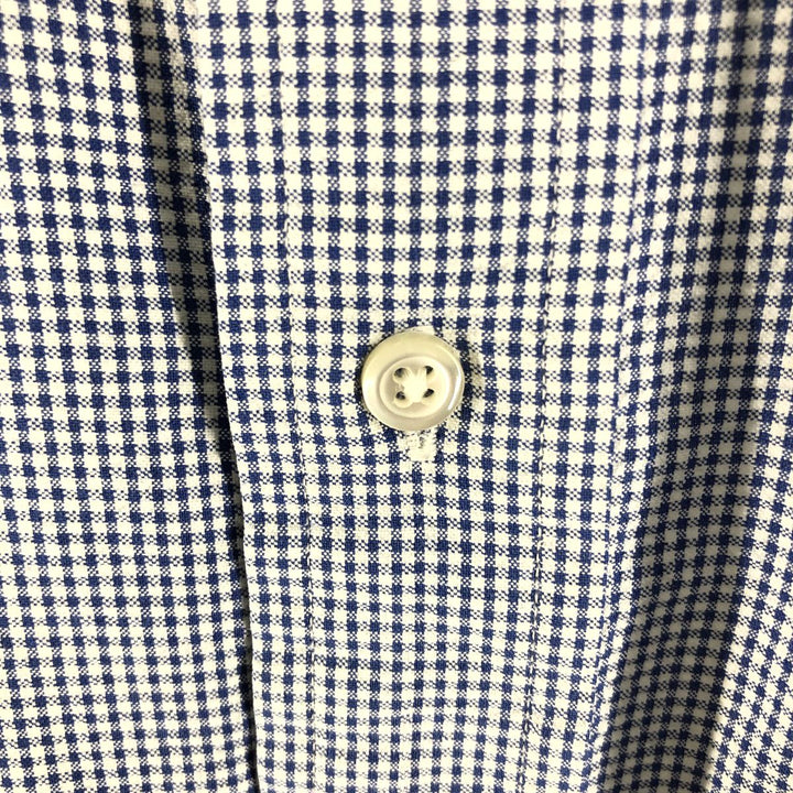 Brooks Brothers Est.1818 SPORT SHIRT Short Sleeve Button Down Check Shirt Men's XL cotton Navy blue Vintage Second Hand