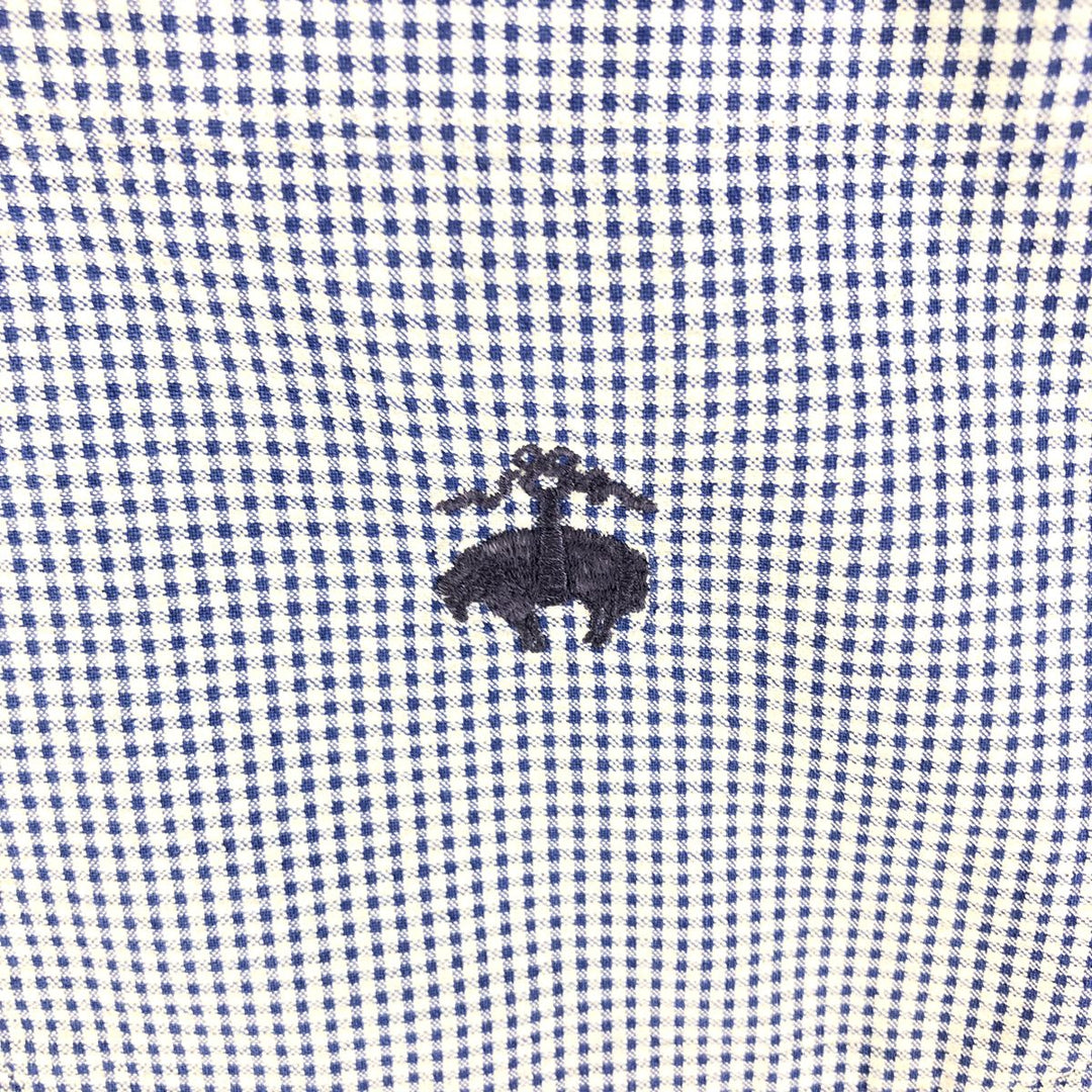 Brooks Brothers Est.1818 SPORT SHIRT Short Sleeve Button Down Check Shirt Men's XL cotton Navy blue Vintage Second Hand
