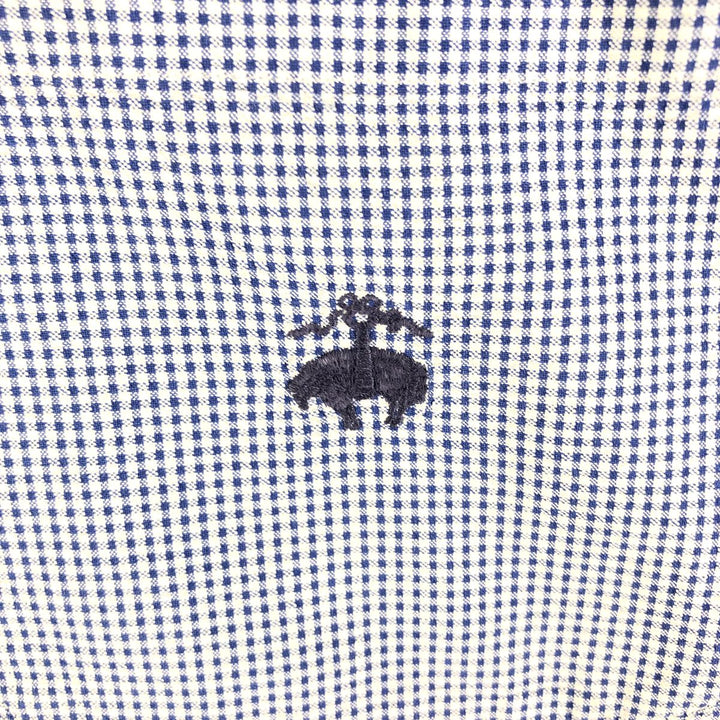 Brooks Brothers Est.1818 SPORT SHIRT Short Sleeve Button Down Check Shirt Men's XL cotton Navy blue Vintage Second Hand