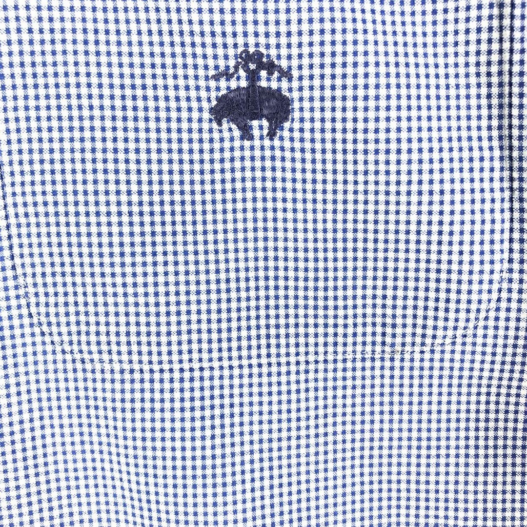 Brooks Brothers Est.1818 SPORT SHIRT Short Sleeve Button Down Check Shirt Men's XL cotton Navy blue Vintage Second Hand