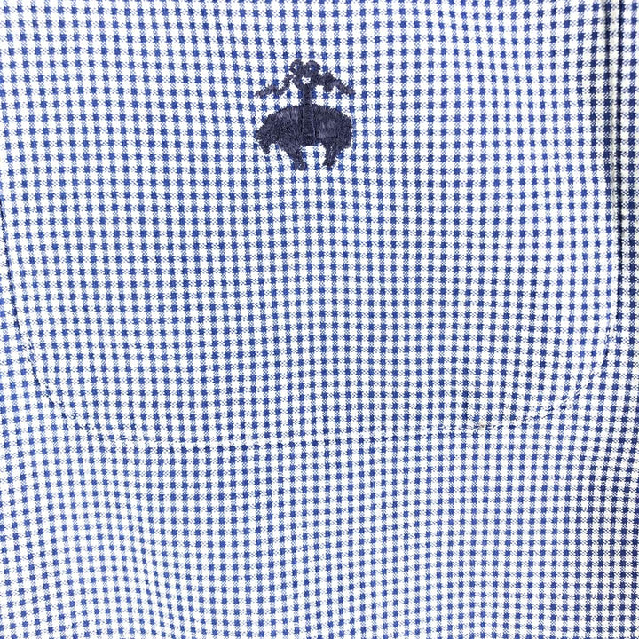 Brooks Brothers Est.1818 SPORT SHIRT Short Sleeve Button Down Check Shirt Men's XL cotton Navy blue Vintage Second Hand