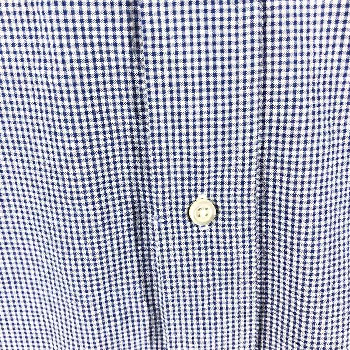 Brooks Brothers Est.1818 SPORT SHIRT Short Sleeve Button Down Check Shirt Men's XL cotton Navy blue Vintage Second Hand