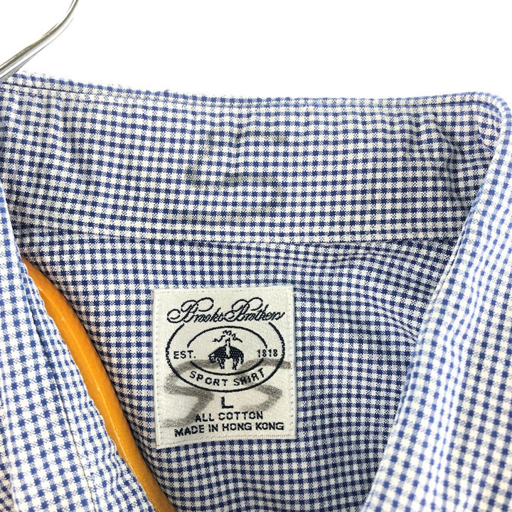 Brooks Brothers Est.1818 SPORT SHIRT Short Sleeve Button Down Check Shirt Men's XL cotton Navy blue Vintage Second Hand