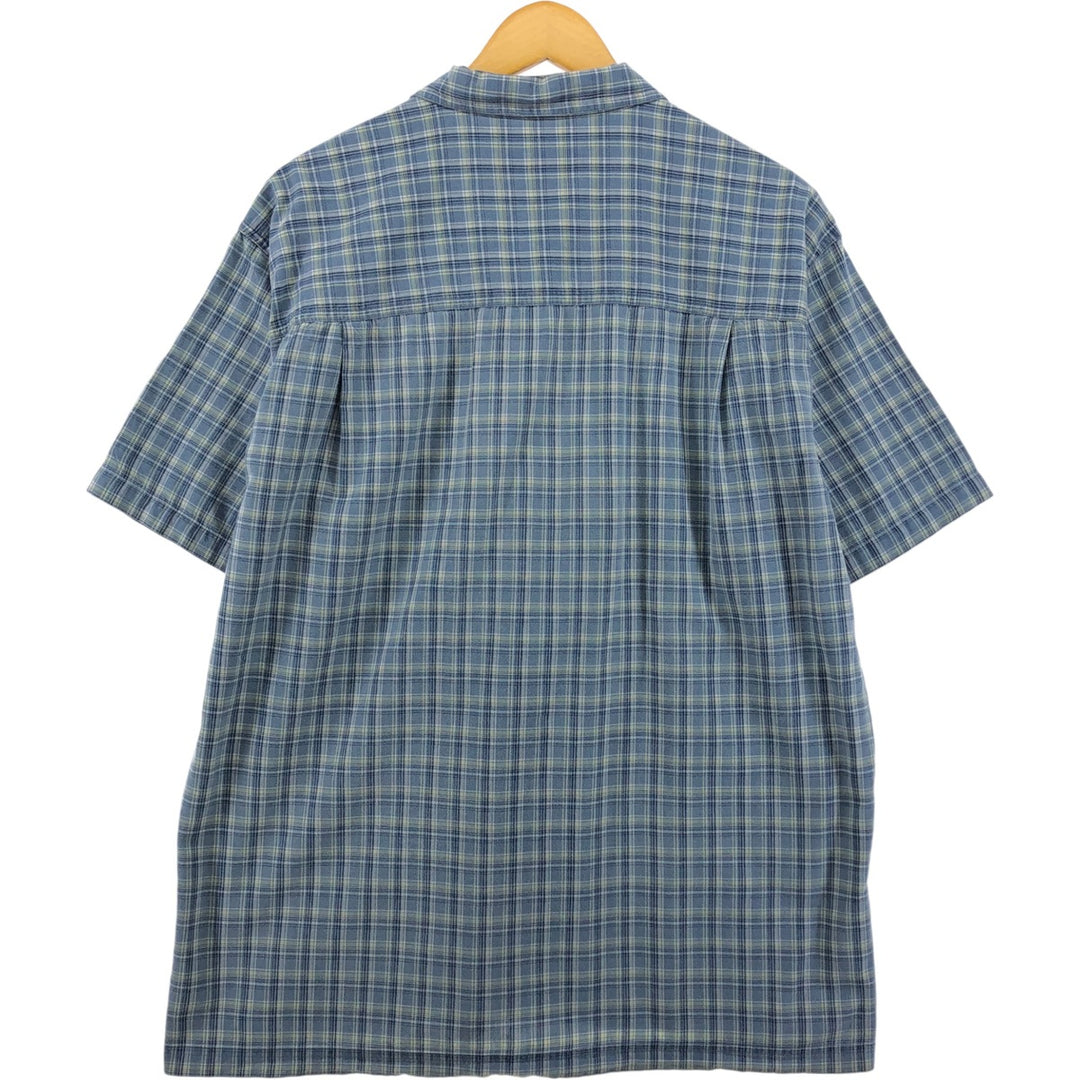 90'S Ralph Lauren Chaps Check Pattern Short Sleeve Open Collar Cotton Shirt Box Shirt Vintage cotton Blue type light blue Vintage Second Hand