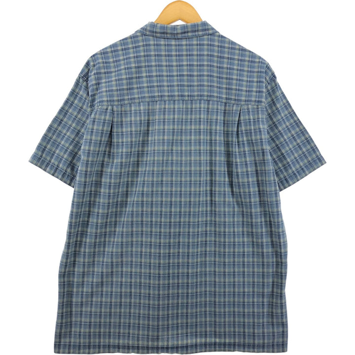 90'S Ralph Lauren Chaps Check Pattern Short Sleeve Open Collar Cotton Shirt Box Shirt Vintage cotton Blue type light blue Vintage Second Hand