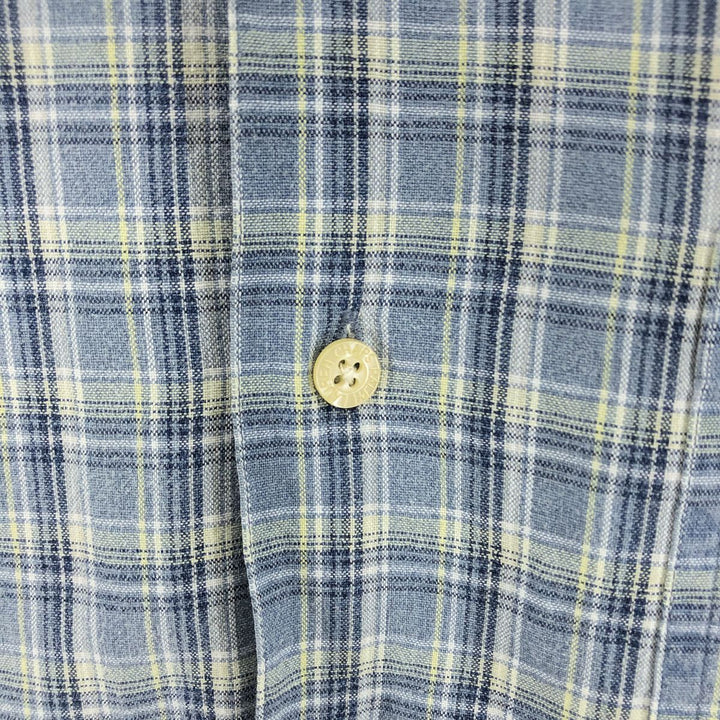 90'S Ralph Lauren Chaps Check Pattern Short Sleeve Open Collar Cotton Shirt Box Shirt Vintage cotton Blue type light blue Vintage Second Hand