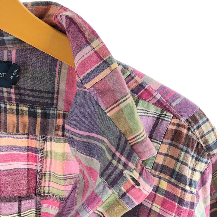Ralph Lauren ANDY CAMP patchwork short sleeve button down check shirt men's M size cotton purple type Vintage Second Hand
