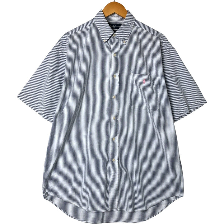 Ralph Lauren BLAIRE Seersucker Short Sleeve Button Down Striped Shirt Men's M Size cotton white type Vintage Second Hand