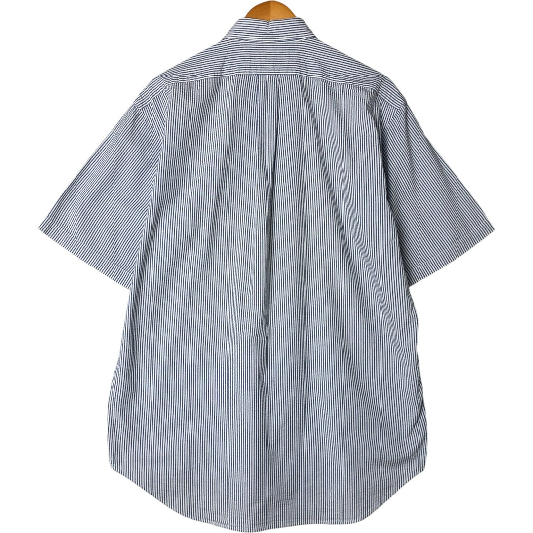 Ralph Lauren BLAIRE Seersucker Short Sleeve Button Down Striped Shirt Men's M Size cotton white type Vintage Second Hand