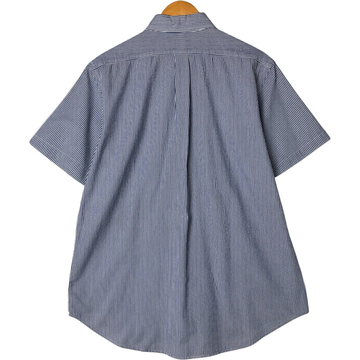 Ralph Lauren Seersucker Short Sleeve Button-Down Striped Shirt, Men's Size L, Seersucker cotton white type Vintage Second Hand