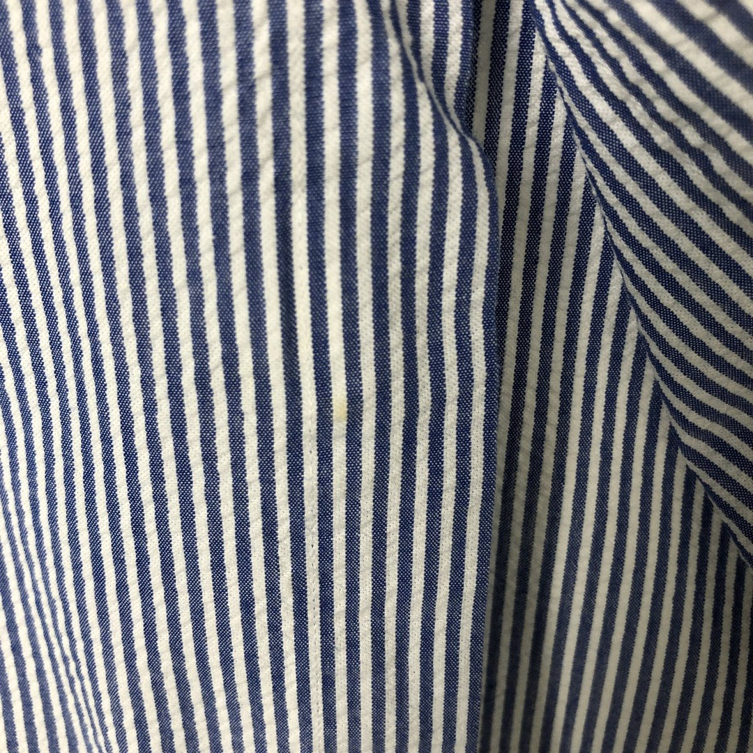 Ralph Lauren Seersucker Short Sleeve Button-Down Striped Shirt, Men's Size L, Seersucker cotton white type Vintage Second Hand