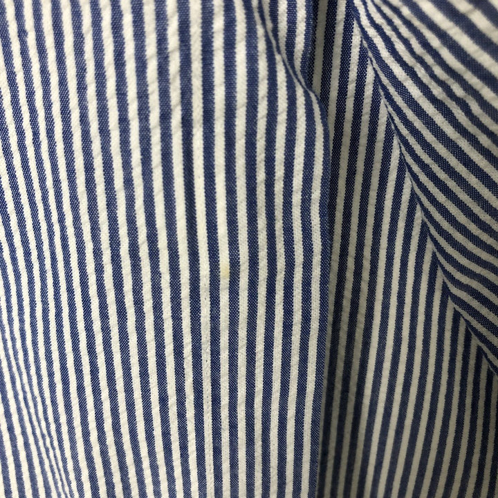 Ralph Lauren Seersucker Short Sleeve Button-Down Striped Shirt, Men's Size L, Seersucker cotton white type Vintage Second Hand