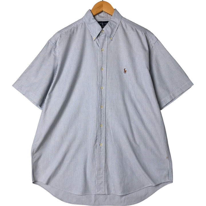 Ralph Lauren BLAKE short sleeve button down striped shirt, men's size L cotton white type Vintage Second Hand