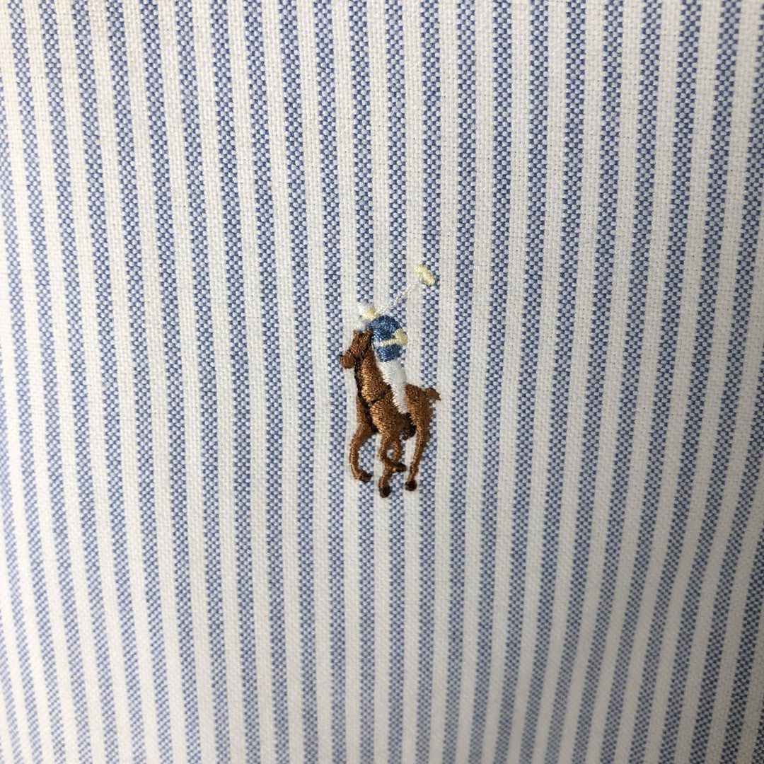 Ralph Lauren BLAKE short sleeve button down striped shirt, men's size L cotton white type Vintage Second Hand