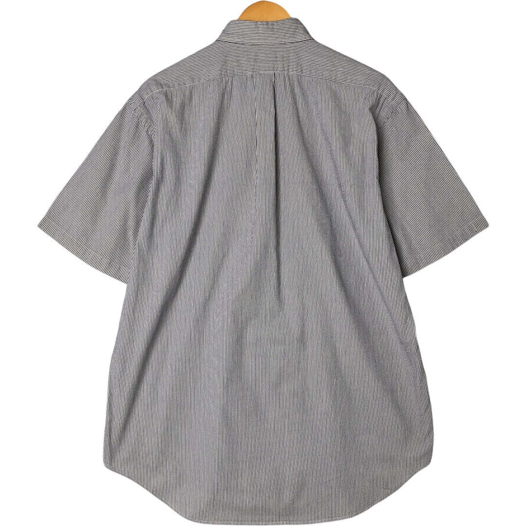 Ralph Lauren BLAKE Seersucker Short Sleeve Button-Down Striped Shirt, Men's M cotton white type Vintage Second Hand