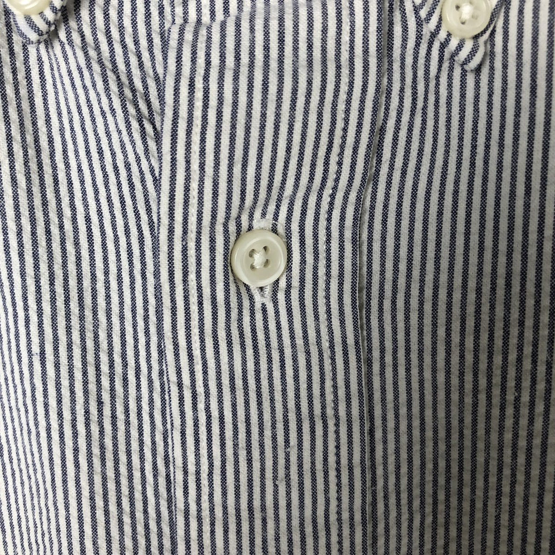 Ralph Lauren BLAKE Seersucker Short Sleeve Button-Down Striped Shirt, Men's M cotton white type Vintage Second Hand