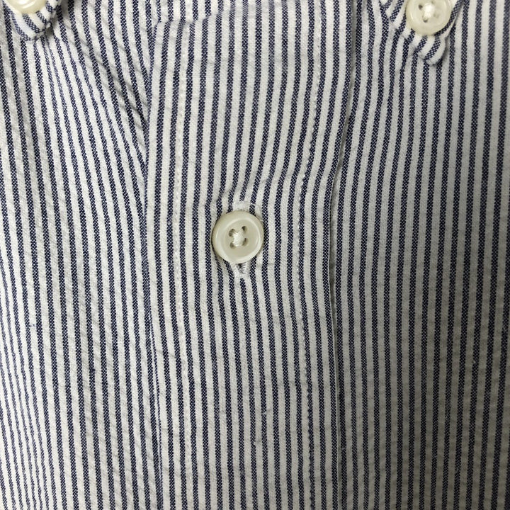 Ralph Lauren BLAKE Seersucker Short Sleeve Button-Down Striped Shirt, Men's M cotton white type Vintage Second Hand