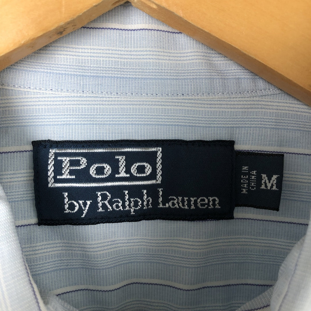 Ralph Lauren POLO by Ralph Lauren Multi-stripe short sleeve button-down striped shirt, men's size M cotton Blue type light blue Vintage Second Hand