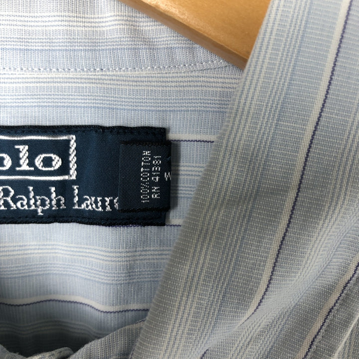 Ralph Lauren POLO by Ralph Lauren Multi-stripe short sleeve button-down striped shirt, men's size M cotton Blue type light blue Vintage Second Hand