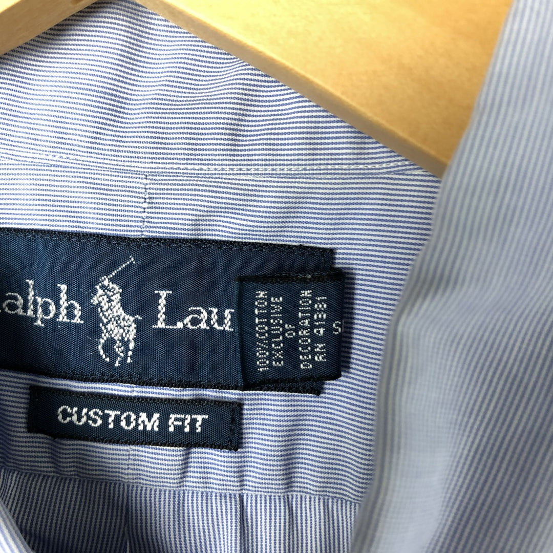 Ralph Lauren CUSTOM FIT short sleeve button down striped shirt men's size L cotton blue type Vintage Second Hand