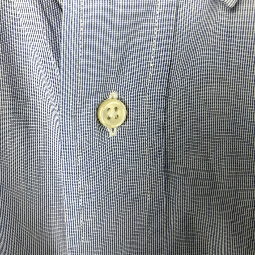 Ralph Lauren CUSTOM FIT short sleeve button down striped shirt men's size L cotton blue type Vintage Second Hand