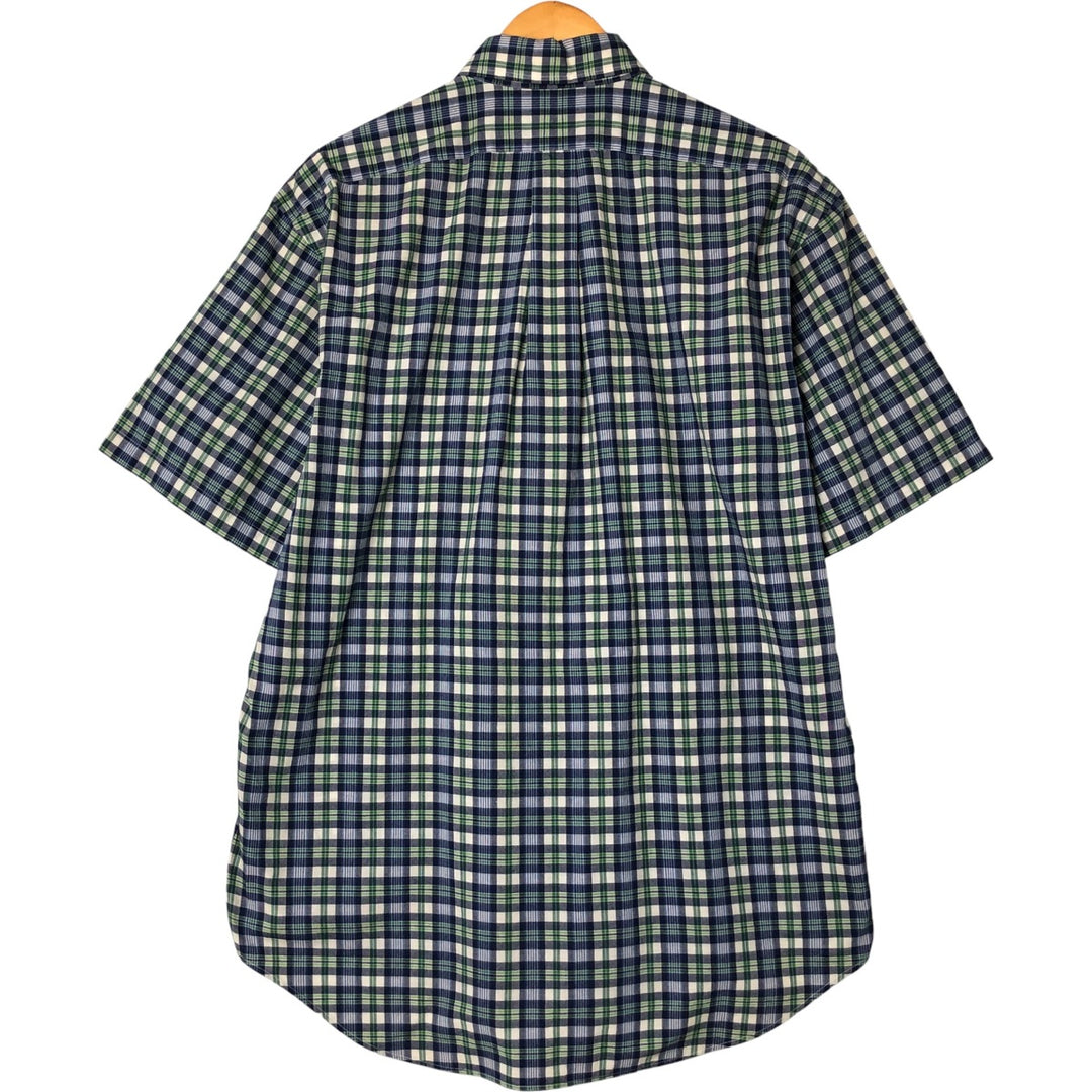 Ralph Lauren BLAKE short sleeve button down check shirt, men's size M cotton navy blue type Vintage Second Hand
