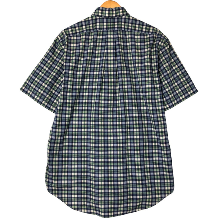 Ralph Lauren BLAKE short sleeve button down check shirt, men's size M cotton navy blue type Vintage Second Hand