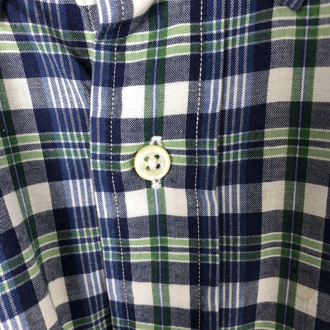 Ralph Lauren BLAKE short sleeve button down check shirt, men's size M cotton navy blue type Vintage Second Hand