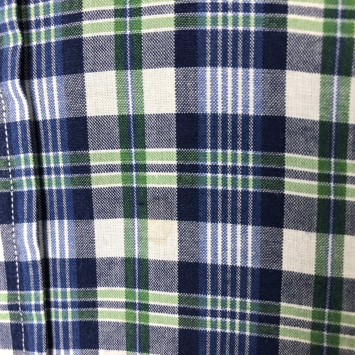 Ralph Lauren BLAKE short sleeve button down check shirt, men's size M cotton navy blue type Vintage Second Hand
