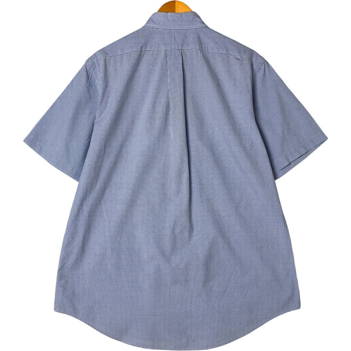 Ralph Lauren CUSTOM FIT Gingham Check Short Sleeve Button Down Check Shirt Men's L size cotton Blue type light blue Vintage Second Hand