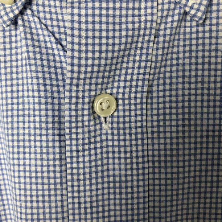 Ralph Lauren CUSTOM FIT Gingham Check Short Sleeve Button Down Check Shirt Men's L size cotton Blue type light blue Vintage Second Hand