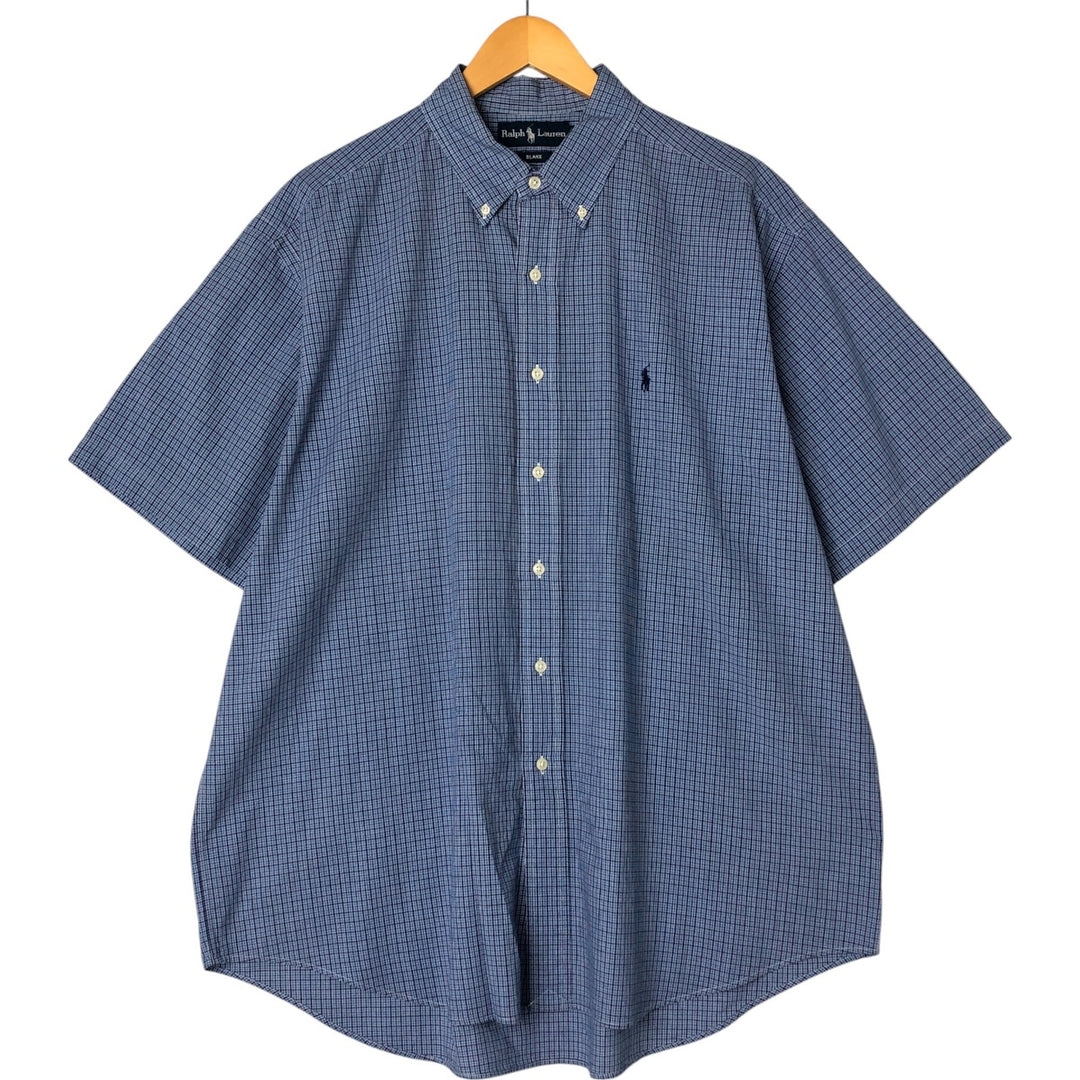 Ralph Lauren BLAKE short sleeve button down check shirt men's XL size cotton blue type Vintage Second Hand