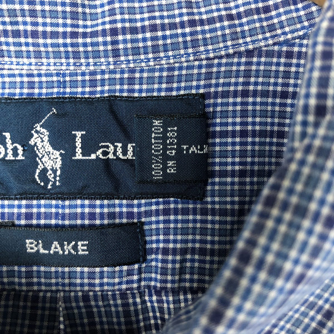 Ralph Lauren BLAKE short sleeve button down check shirt men's XL size cotton blue type Vintage Second Hand