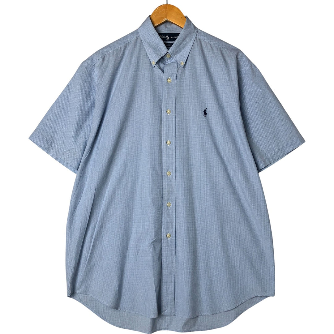 Ralph Lauren BLAKE Gingham Check Short Sleeve Button Down Check Shirt Men's M cotton Blue type light blue Vintage Second Hand