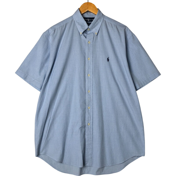 Ralph Lauren BLAKE Gingham Check Short Sleeve Button Down Check Shirt Men's M cotton Blue type light blue Vintage Second Hand