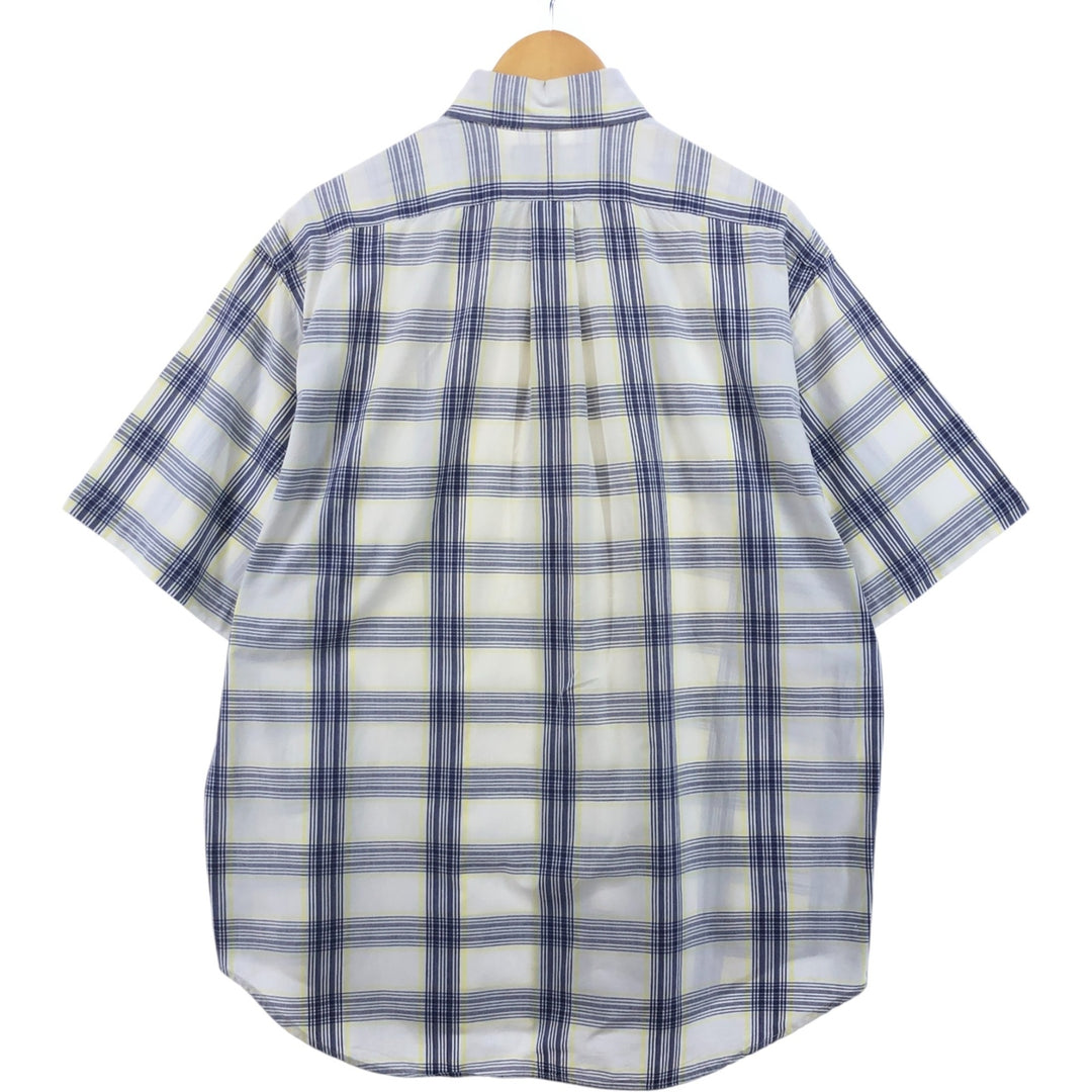 Ralph Lauren BLAIRE short sleeve button down check shirt, men's size L cotton white type Vintage Second Hand