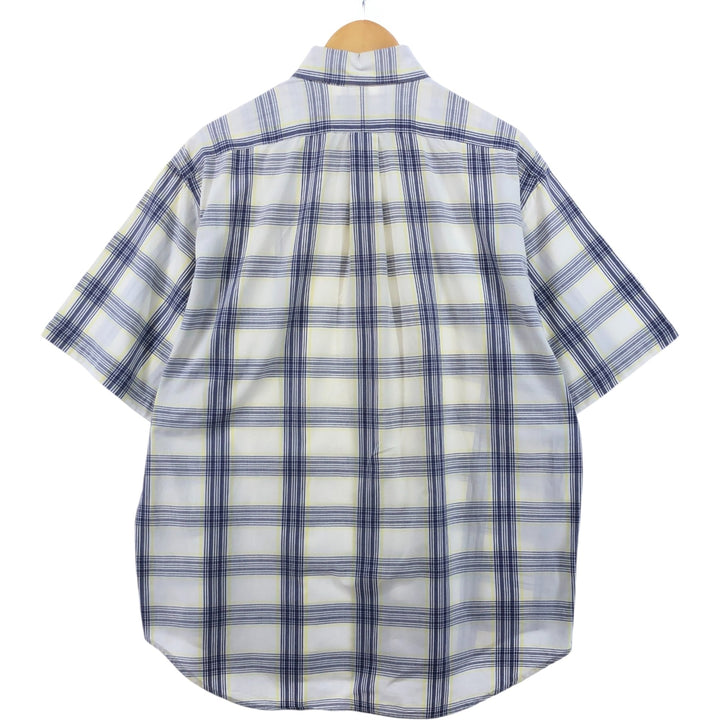 Ralph Lauren BLAIRE short sleeve button down check shirt, men's size L cotton white type Vintage Second Hand