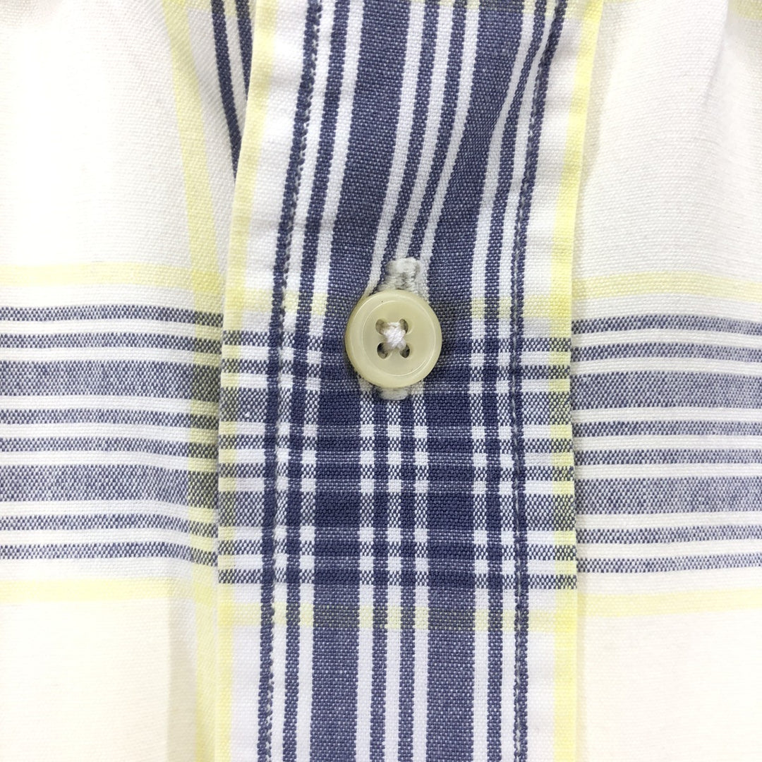 Ralph Lauren BLAIRE short sleeve button down check shirt, men's size L cotton white type Vintage Second Hand