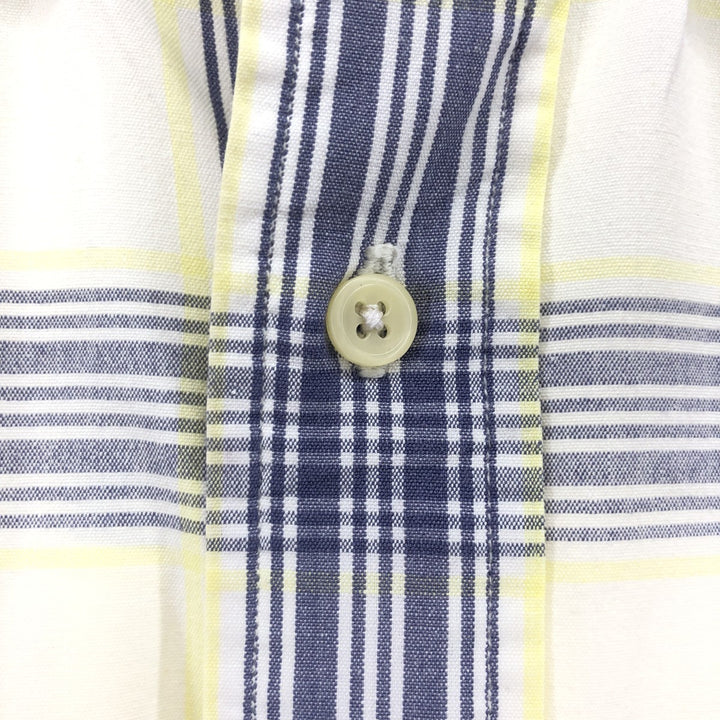 Ralph Lauren BLAIRE short sleeve button down check shirt, men's size L cotton white type Vintage Second Hand