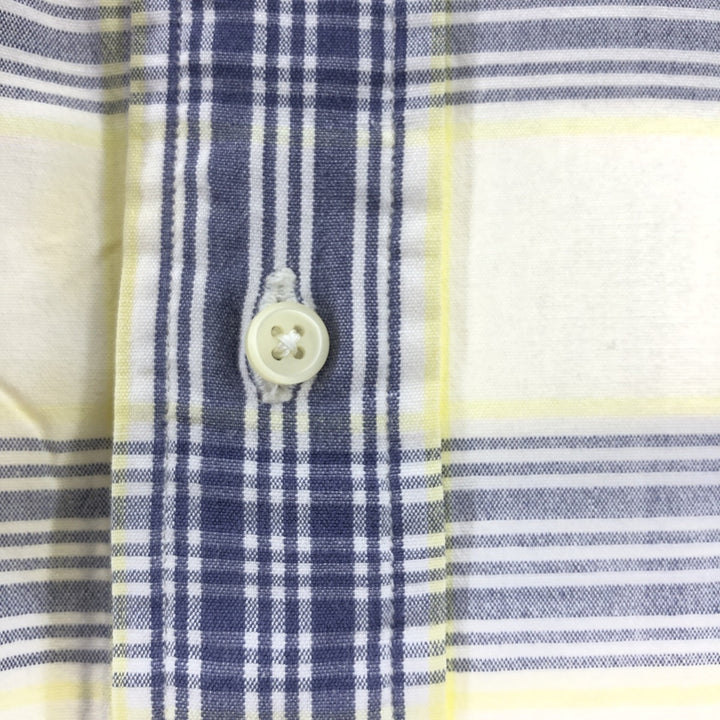 Ralph Lauren BLAIRE short sleeve button down check shirt, men's size L cotton white type Vintage Second Hand