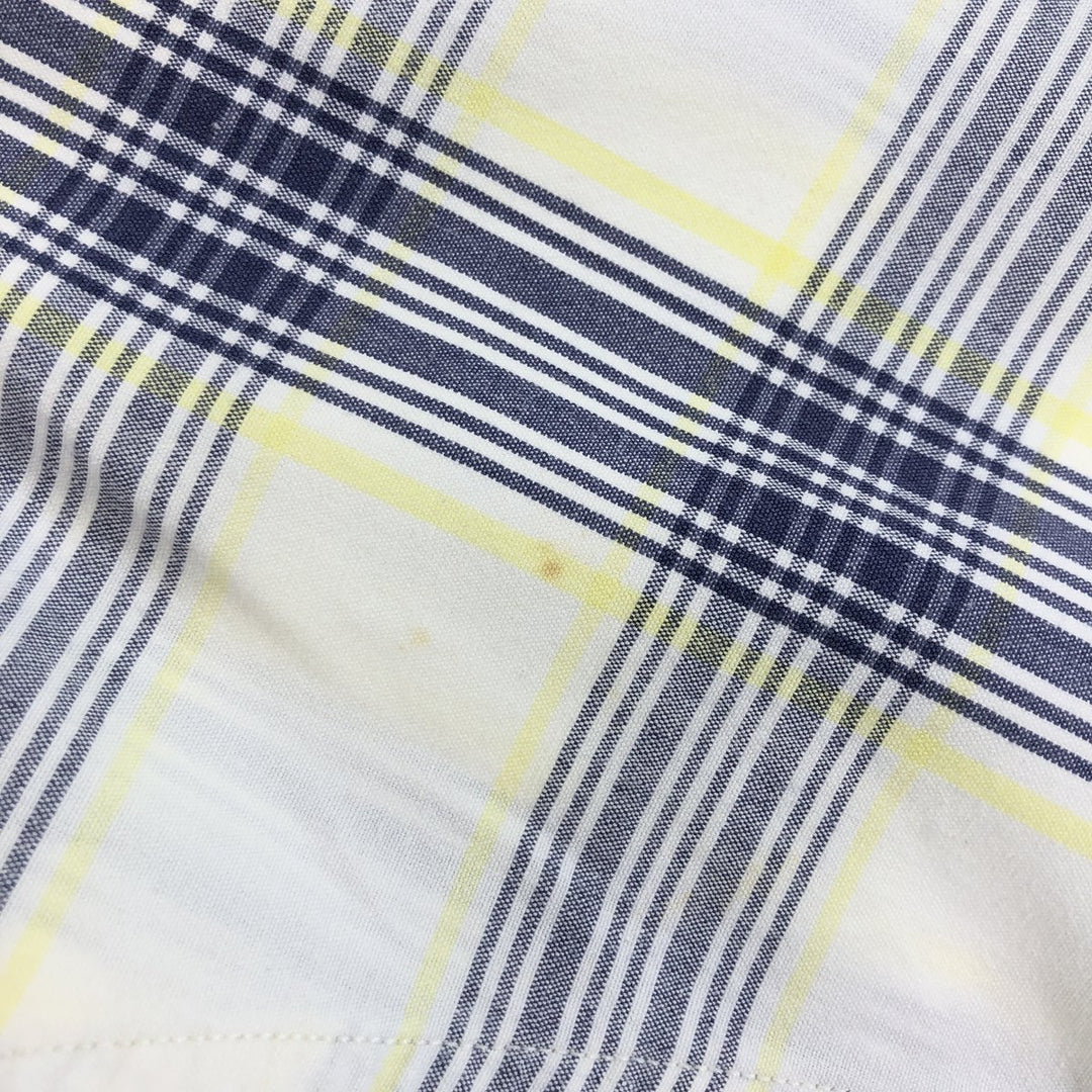 Ralph Lauren BLAIRE short sleeve button down check shirt, men's size L cotton white type Vintage Second Hand