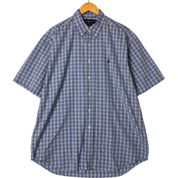 Ralph Lauren BLAKE short sleeve button down check shirt, men's size L cotton Blue type light blue Vintage Second Hand