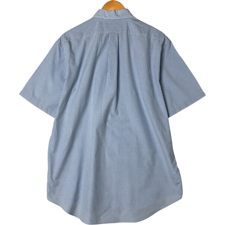 Ralph Lauren Classic Fit Gingham Check Short Sleeve Button Down Check Shirt Men's Size L cotton Blue type light blue Vintage Second Hand