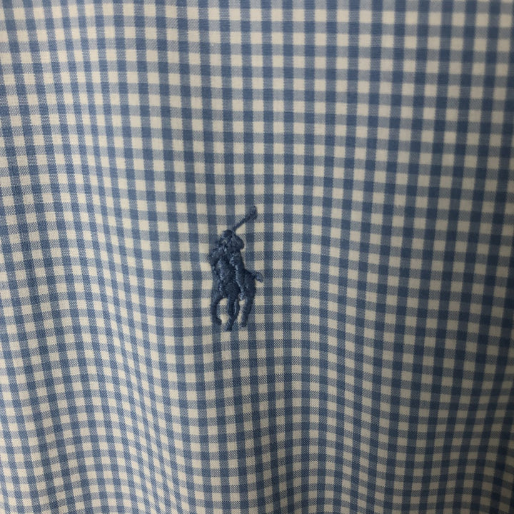 Ralph Lauren Classic Fit Gingham Check Short Sleeve Button Down Check Shirt Men's Size L cotton Blue type light blue Vintage Second Hand