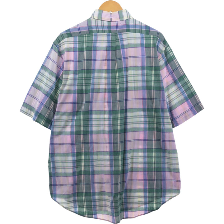 Ralph Lauren short sleeve button down check shirt, men's XL size cotton pink type Vintage Second Hand