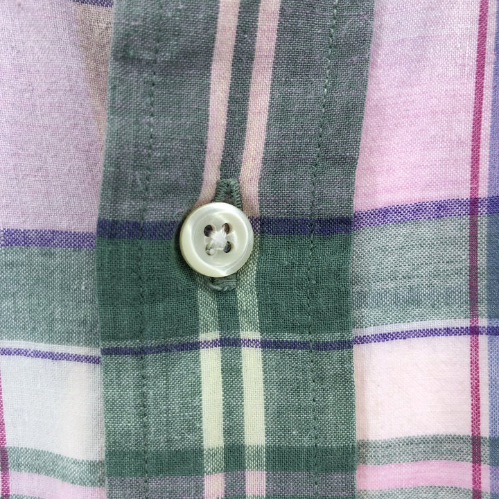 Ralph Lauren short sleeve button down check shirt, men's XL size cotton pink type Vintage Second Hand