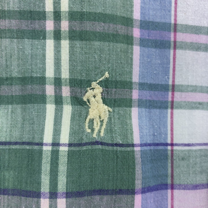 Ralph Lauren short sleeve button down check shirt, men's XL size cotton pink type Vintage Second Hand