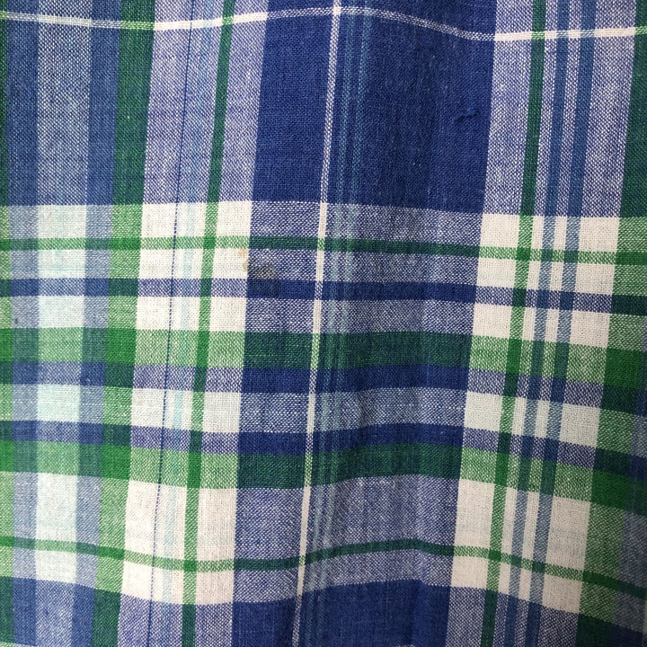 90'S Ralph Lauren POLO SPORT short sleeve button down check shirt made in Canada men's size L cotton blue type Vintage Second Hand