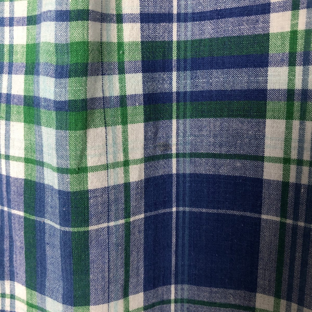 90'S Ralph Lauren POLO SPORT short sleeve button down check shirt made in Canada men's size L cotton blue type Vintage Second Hand